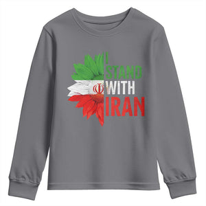 Sunflower Iran Flag Youth Sweatshirt Persian Freedom I Stand With Iran TS10 Charcoal Print Your Wear