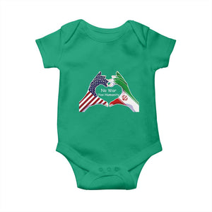 Iran Baby Onesie No War Yes Hummanity Persian American Flag Heart Political Statement TS10 Irish Green Print Your Wear