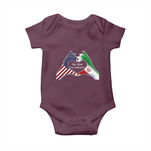 Iran Baby Onesie No War Yes Hummanity Persian American Flag Heart Political Statement TS10 Maroon Print Your Wear