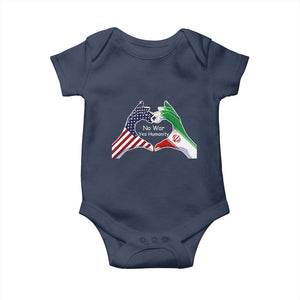 Iran Baby Onesie No War Yes Hummanity Persian American Flag Heart Political Statement TS10 Navy Print Your Wear