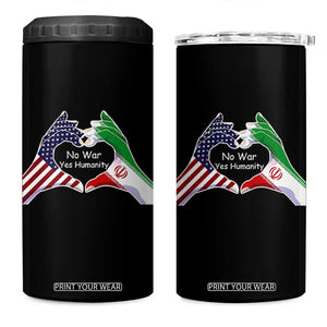 Iran 4 in 1 Can Cooler Tumbler No War Yes Hummanity Persian American Flag Heart Political Statement TS10 One Size: 16 oz Black Print Your Wear
