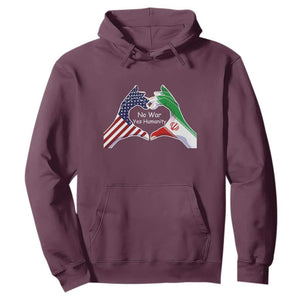 Iran Hoodie No War Yes Hummanity Persian American Flag Heart Political Statement TS10 Maroon Print Your Wear