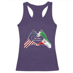Iran Racerback Tank Top No War Yes Hummanity Persian American Flag Heart Political Statement TS10 Purple Print Your Wear