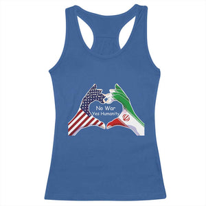 Iran Racerback Tank Top No War Yes Hummanity Persian American Flag Heart Political Statement TS10 Royal Blue Print Your Wear