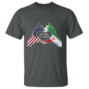 Iran T Shirt No War Yes Hummanity Persian American Flag Heart Political Statement TS10 Dark Heather Print Your Wear