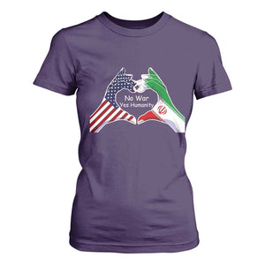 Iran T Shirt For Women No War Yes Hummanity Persian American Flag Heart Political Statement TS10 Purple Print Your Wear