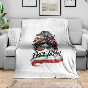 Free Iran Throw Blanket Persian American Pride Lion Sun Flag Messy Bun TS10 Print Your Wear