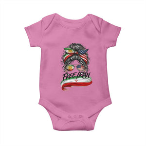 Free Iran Baby Onesie Persian American Pride Lion Sun Flag Messy Bun TS10 Azalea Print Your Wear