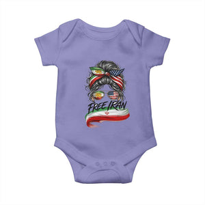 Free Iran Baby Onesie Persian American Pride Lion Sun Flag Messy Bun TS10 Violet Print Your Wear