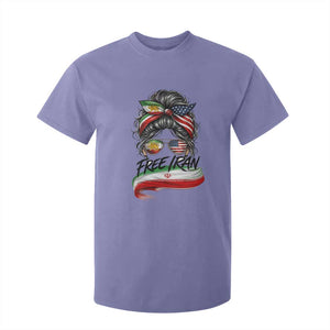 Free Iran T Shirt For Kid Persian American Pride Lion Sun Flag Messy Bun TS10 Violet Print Your Wear