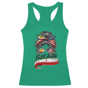 Free Iran Racerback Tank Top Persian American Pride Lion Sun Flag Messy Bun TS10 Irish Green Print Your Wear