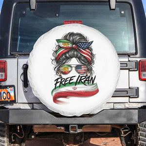 Free Iran Spare Tire Cover Persian American Pride Lion Sun Flag Messy Bun TS10 No hole White Print Your Wear