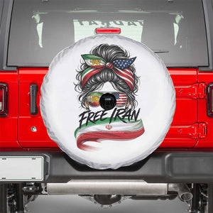 Free Iran Spare Tire Cover Persian American Pride Lion Sun Flag Messy Bun TS10 White Print Your Wear