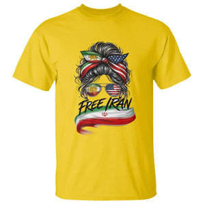 Free Iran T Shirt Persian American Pride Lion Sun Flag Messy Bun TS10 Daisy Print Your Wear