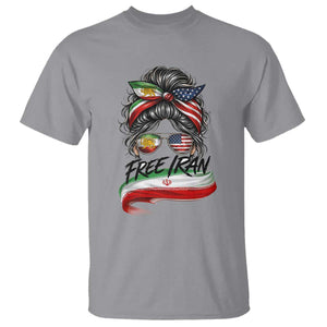 Free Iran T Shirt Persian American Pride Lion Sun Flag Messy Bun TS10 Sport Gray Print Your Wear