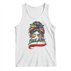 Free Iran Tank Top Persian American Pride Lion Sun Flag Messy Bun TS10 White Print Your Wear