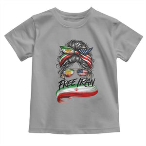 Free Iran Toddler T Shirt Persian American Pride Lion Sun Flag Messy Bun TS10 Sport Gray Print Your Wear