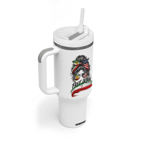 Free Iran Tumbler With Handle Persian American Pride Lion Sun Flag Messy Bun TS10 Print Your Wear