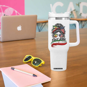 Free Iran Tumbler With Handle Persian American Pride Lion Sun Flag Messy Bun TS10 Print Your Wear