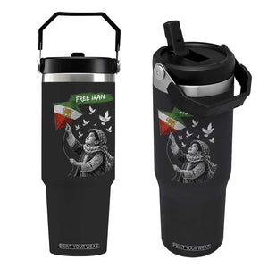 Free Iran Flip Straw Tumbler Lion And Sun Flag Persian Freedom Movement TS10 One Size: 30 oz Black Print Your Wear