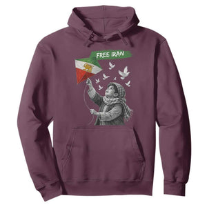 Free Iran Hoodie Lion And Sun Flag Persian Freedom Movement TS10 Maroon Print Your Wear