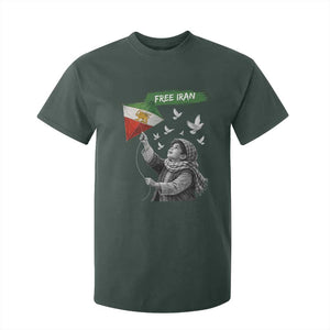 Free Iran T Shirt For Kid Lion And Sun Flag Persian Freedom Movement TS10 Dark Forest Green Print Your Wear