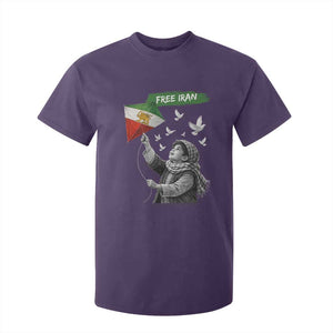 Free Iran T Shirt For Kid Lion And Sun Flag Persian Freedom Movement TS10 Purple Print Your Wear