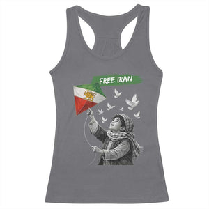 Free Iran Racerback Tank Top Lion And Sun Flag Persian Freedom Movement TS10 Charcoal Print Your Wear