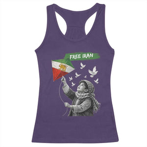 Free Iran Racerback Tank Top Lion And Sun Flag Persian Freedom Movement TS10 Purple Print Your Wear