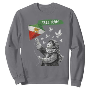 Free Iran Sweatshirt Lion And Sun Flag Persian Freedom Movement TS10 Charcoal Print Your Wear