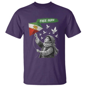 Free Iran T Shirt Lion And Sun Flag Persian Freedom Movement TS10 Purple Print Your Wear