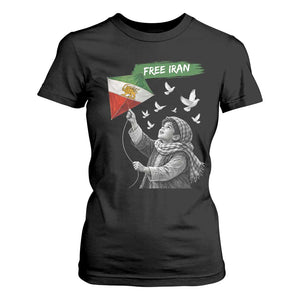 Free Iran T Shirt For Women Lion And Sun Flag Persian Freedom Movement TS10 Black Print Your Wear