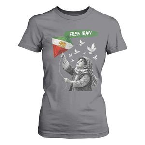 Free Iran T Shirt For Women Lion And Sun Flag Persian Freedom Movement TS10 Charcoal Print Your Wear