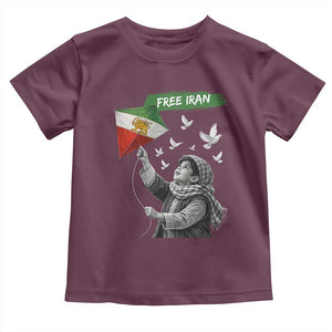 Free Iran Toddler T Shirt Lion And Sun Flag Persian Freedom Movement TS10 Maroon Print Your Wear