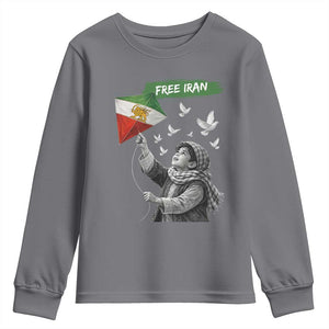 Free Iran Youth Sweatshirt Lion And Sun Flag Persian Freedom Movement TS10 Charcoal Print Your Wear