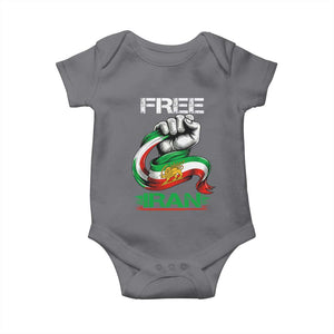 Free Iran Baby Onesie Iran Lion Sun Flag Fist TS10 Charcoal Print Your Wear