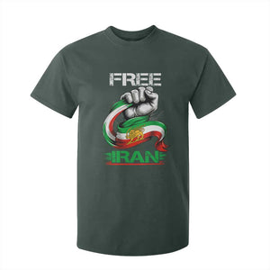 Free Iran T Shirt For Kid Iran Lion Sun Flag Fist TS10 Dark Forest Green Print Your Wear