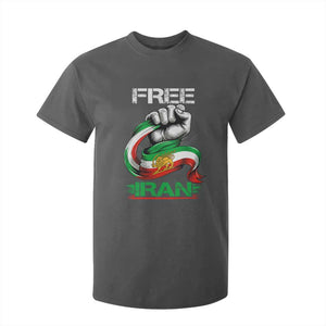 Free Iran T Shirt For Kid Iran Lion Sun Flag Fist TS10 Dark Heather Print Your Wear