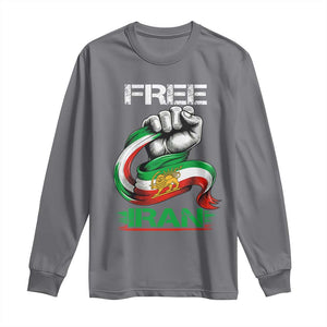 Free Iran Long Sleeve Shirt Iran Lion Sun Flag Fist TS10 Charcoal Print Your Wear