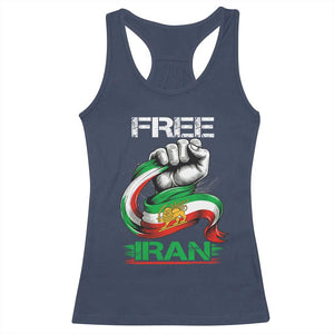 Free Iran Racerback Tank Top Iran Lion Sun Flag Fist TS10 Navy Print Your Wear