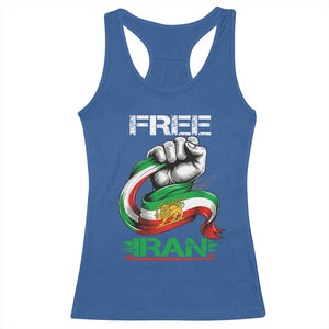 Free Iran Racerback Tank Top Iran Lion Sun Flag Fist TS10 Royal Blue Print Your Wear