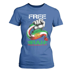 Free Iran T Shirt For Women Iran Lion Sun Flag Fist TS10 Royal Blue Print Your Wear