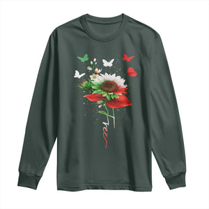 Free Iran Protest Long Sleeve Shirt Sunflower Flag TS10 Dark Forest Green Print Your Wear