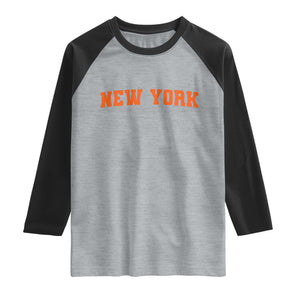 New York Raglan Shirt Vintage Varsity Sports Throwback Design TS10 Heather Gray Black Print Your Wear