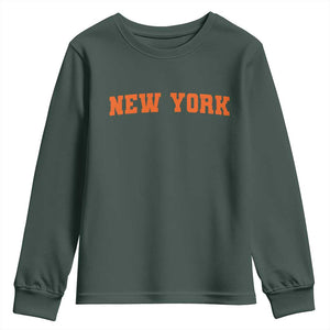 New York Youth Sweatshirt Vintage Varsity Sports Throwback Design TS10 Dark Forest Green Print Your Wear