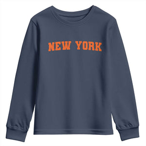 New York Youth Sweatshirt Vintage Varsity Sports Throwback Design TS10 Navy Print Your Wear