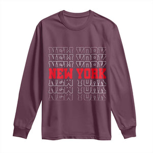 New York Vintage Long Sleeve Shirt State Pride Classic Throwback Design TS10 Maroon Print Your Wear