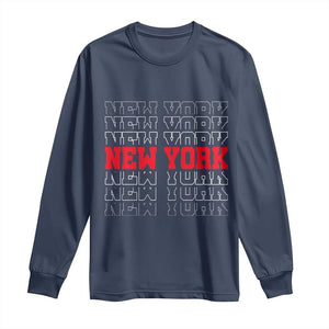 New York Vintage Long Sleeve Shirt State Pride Classic Throwback Design TS10 Navy Print Your Wear