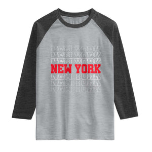 New York Vintage Raglan Shirt State Pride Classic Throwback Design TS10 Heather Gray Heather Charcoal Print Your Wear