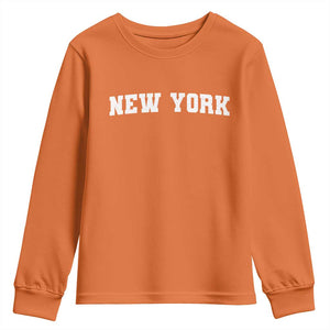 New York Vintage Varsity Sports Youth Sweatshirt State Pride TS10 Orange Print Your Wear